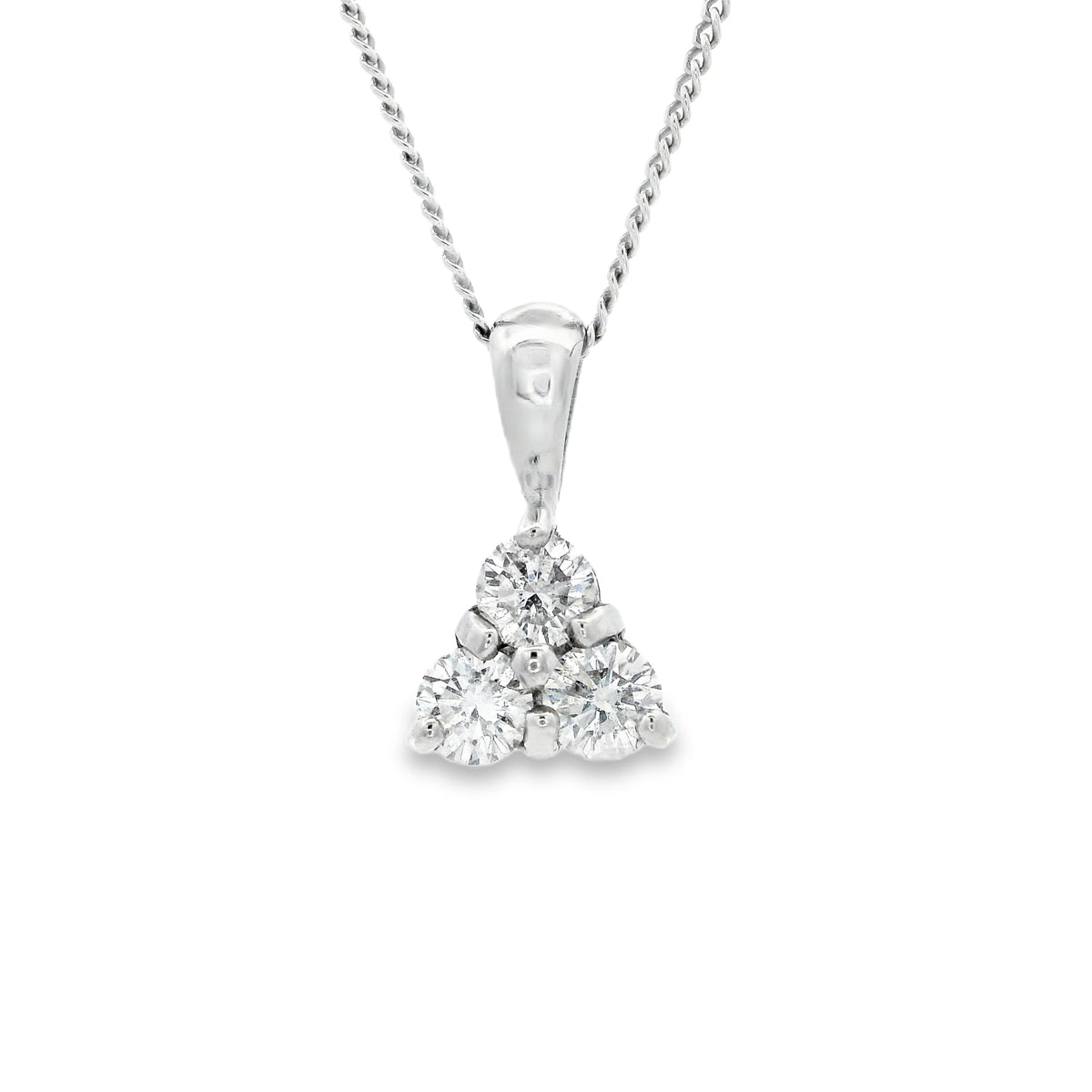 18ct White Gold 0.51ct Round Diamond Trefoil Pendant