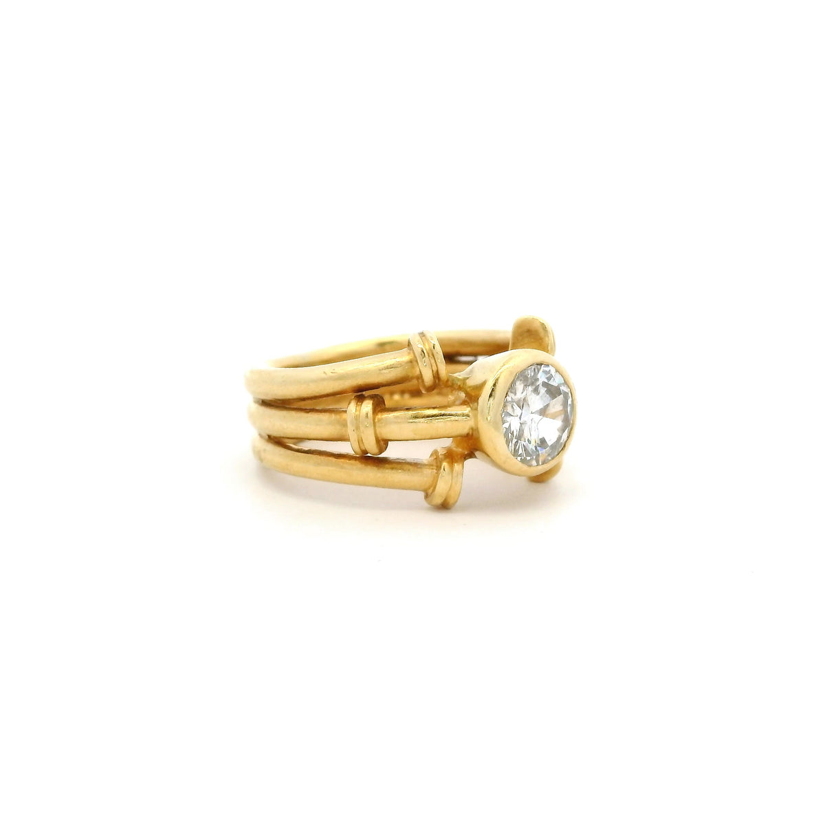 1.40ct Round Diamond Nail Motif Solitaire Ring
