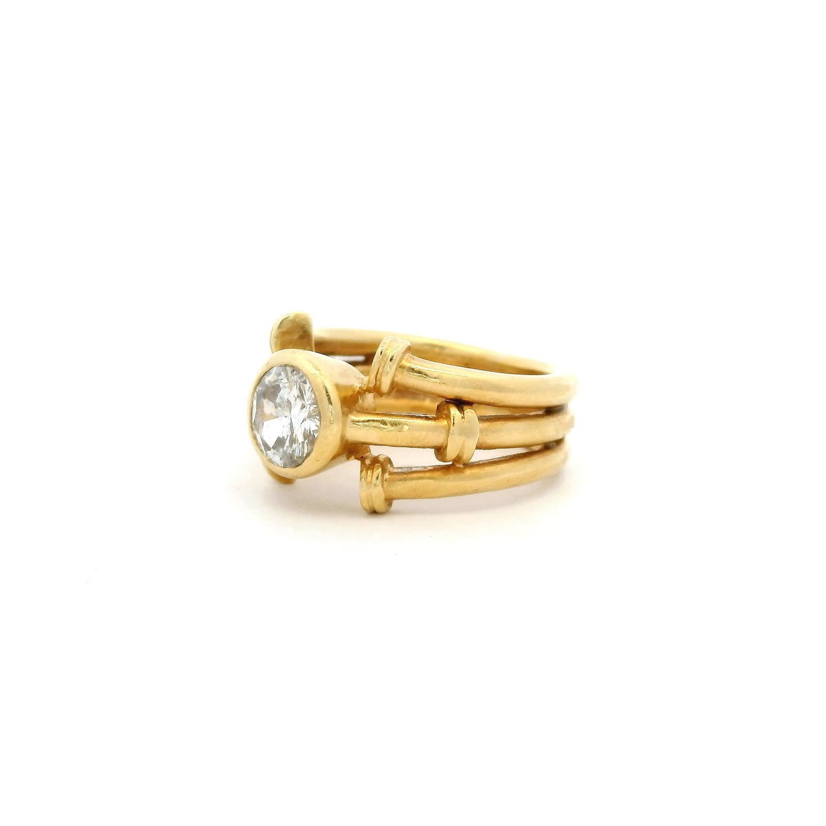 1.40ct Round Diamond Nail Motif Solitaire Ring