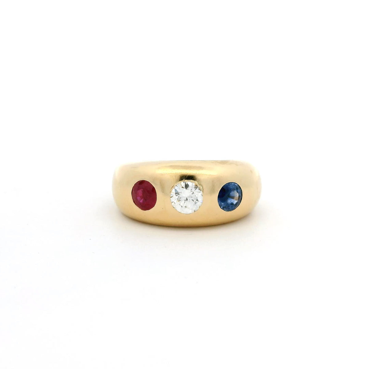 Sapphire, Ruby And Diamond Gypsy Ring