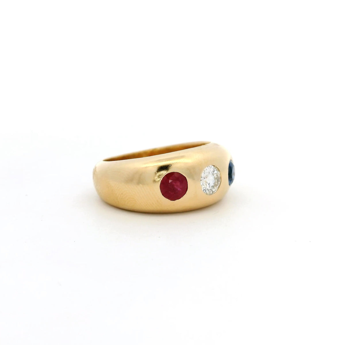 Sapphire, Ruby And Diamond Gypsy Ring