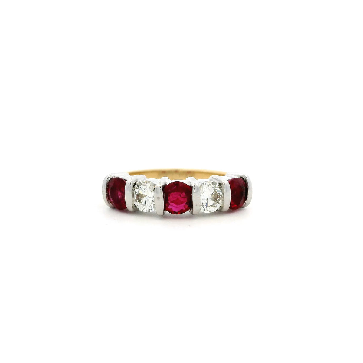 1.40ct Round Ruby And Diamond Five Stone Ring