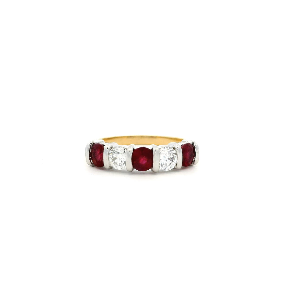 1.18ct Round Ruby And Diamond Five Stone Ring