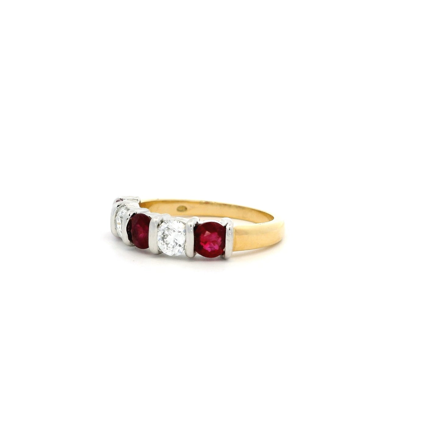 1.18ct Round Ruby And Diamond Five Stone Ring