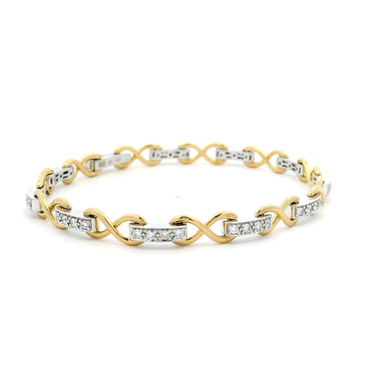 0.80ct Round Diamond Bar link And Yellow Gold Infinity Link Bracelet