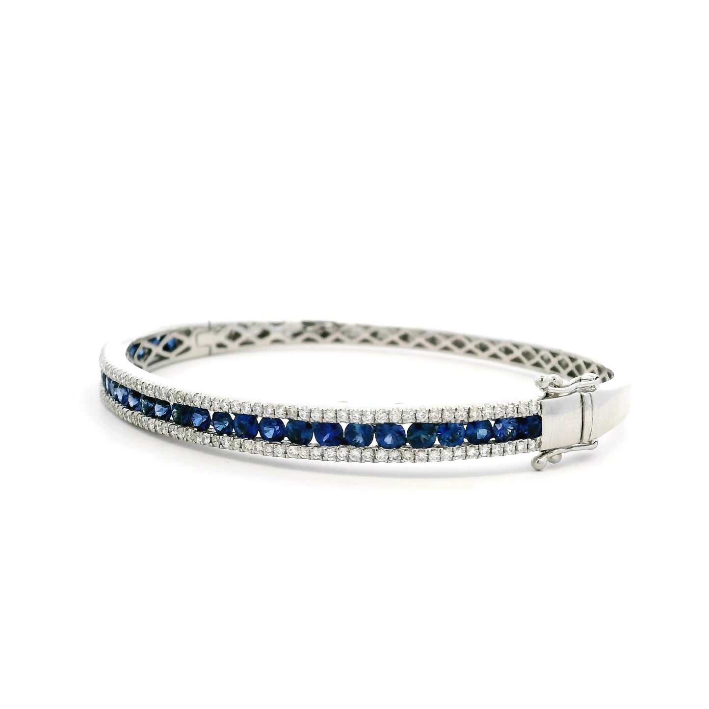 3ct Round Sapphire And Diamond Hinged Bangle