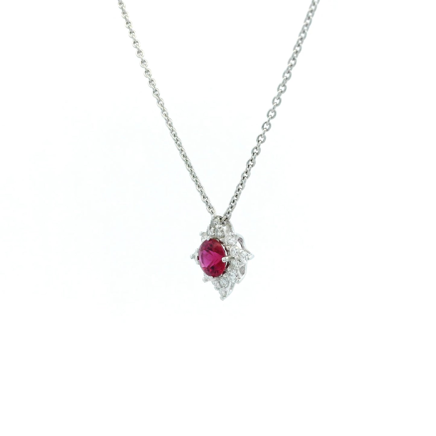 0.41ct Round Ruby And Diamond Star Cluster Pendant