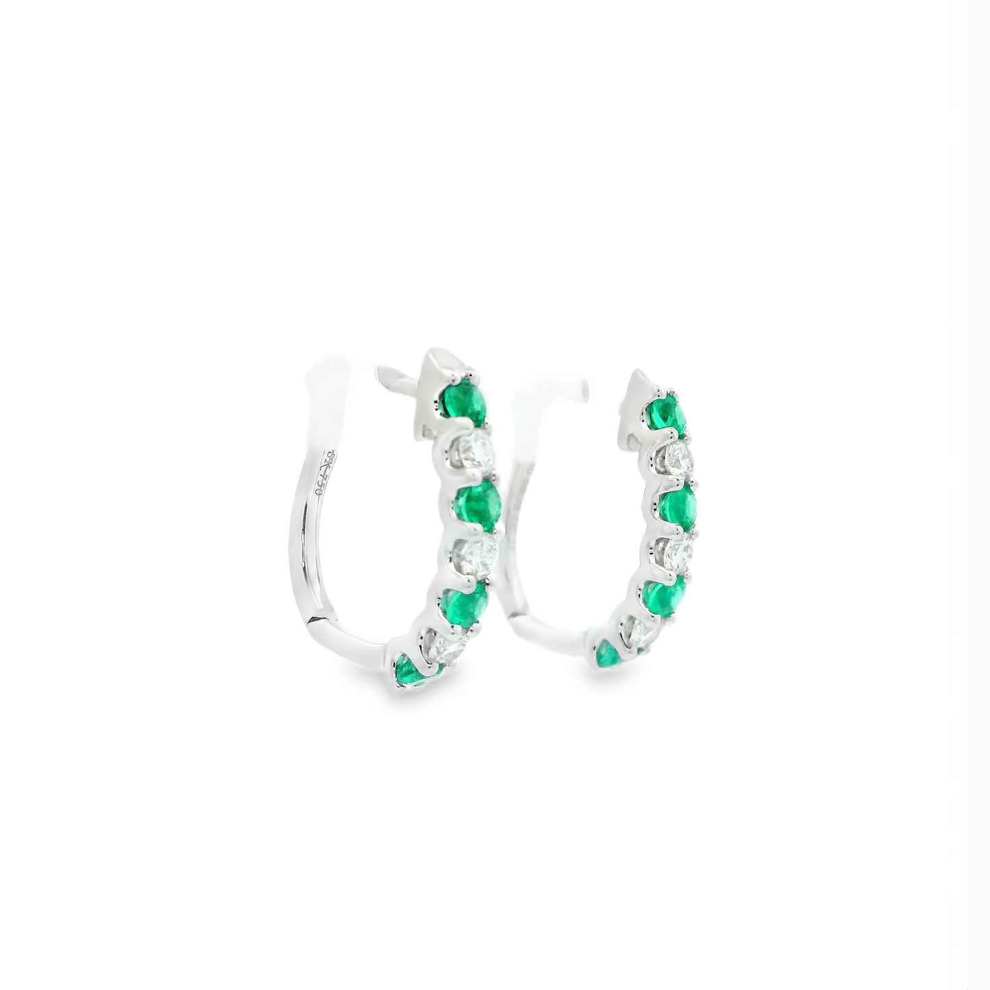 0.38ct Round Emerald And Diamond Hoops