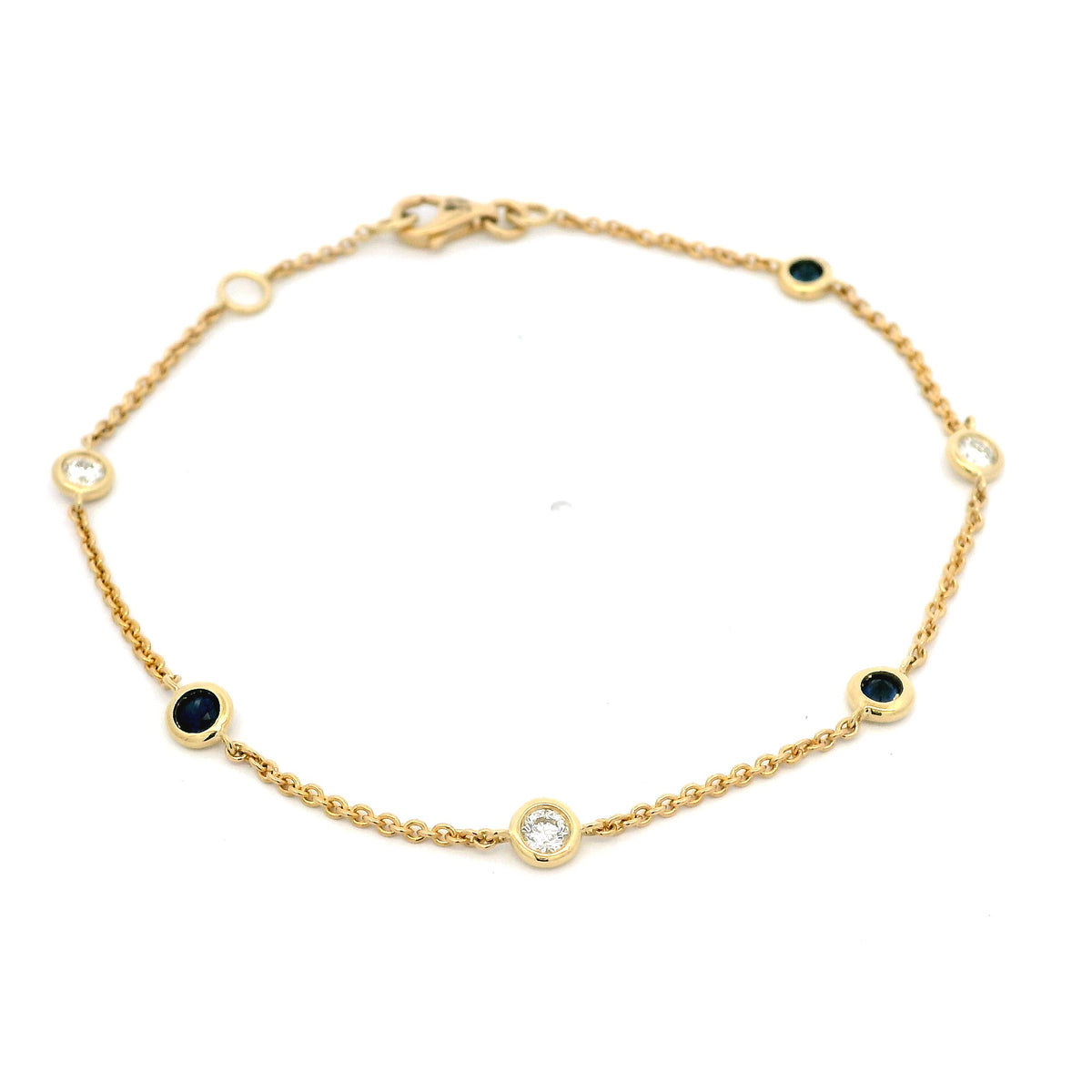 0.28ct Round Sapphire And Diamond Spectacle Chain Bracelet