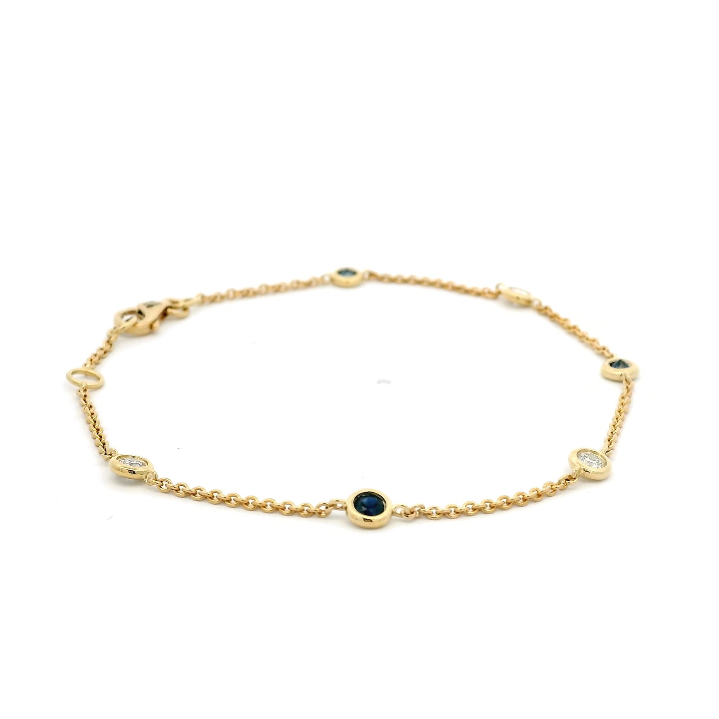 0.28ct Round Sapphire And Diamond Spectacle Chain Bracelet