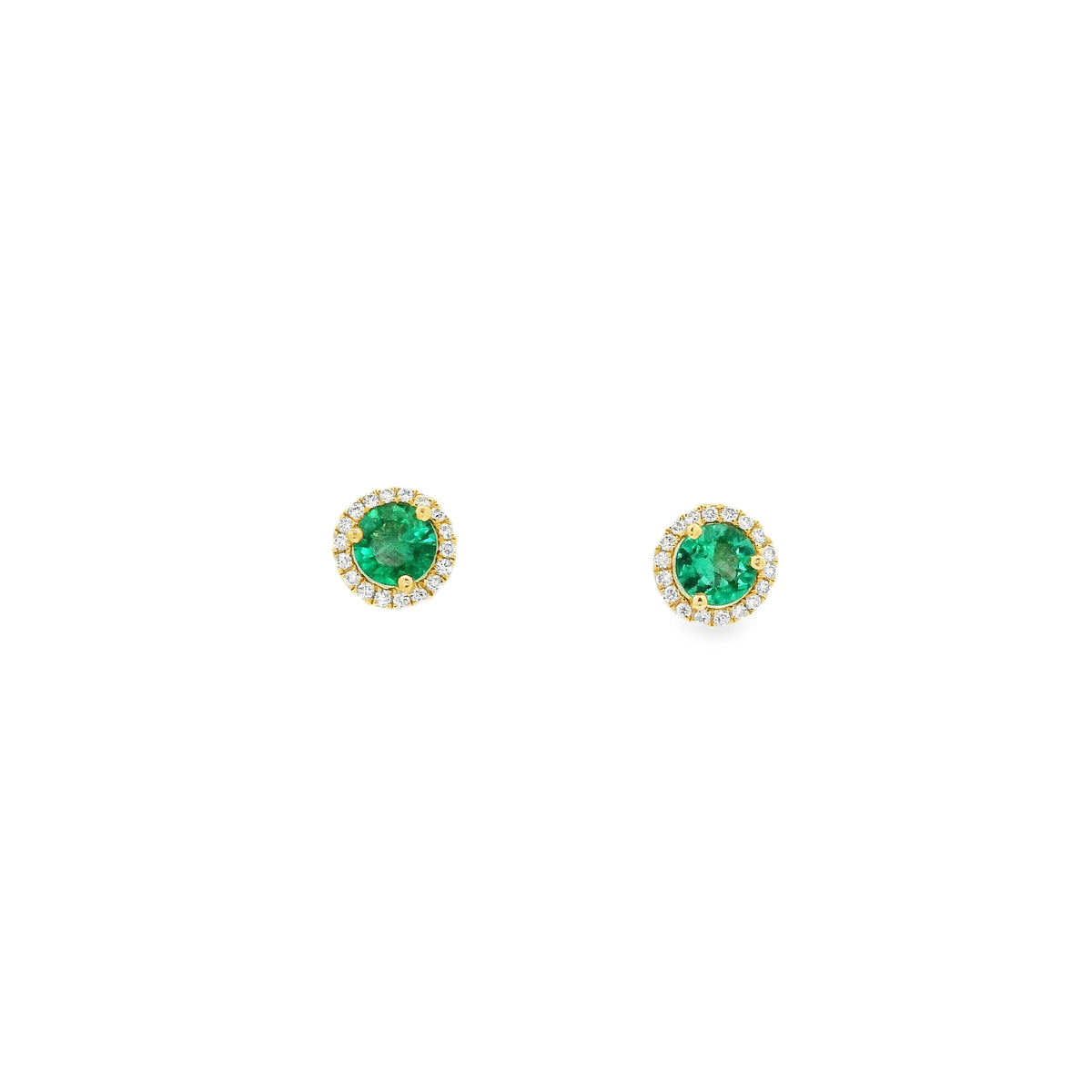 0.44ct Round Emerald And Diamond Cluster Stud Earrings