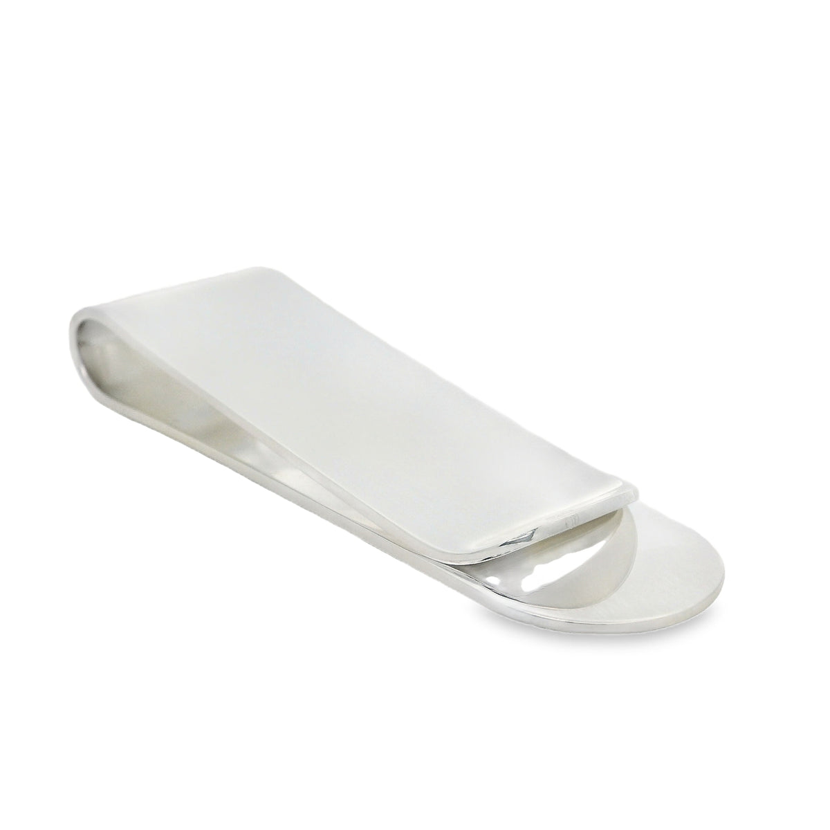 Silver Rectangular Curved Money Clip