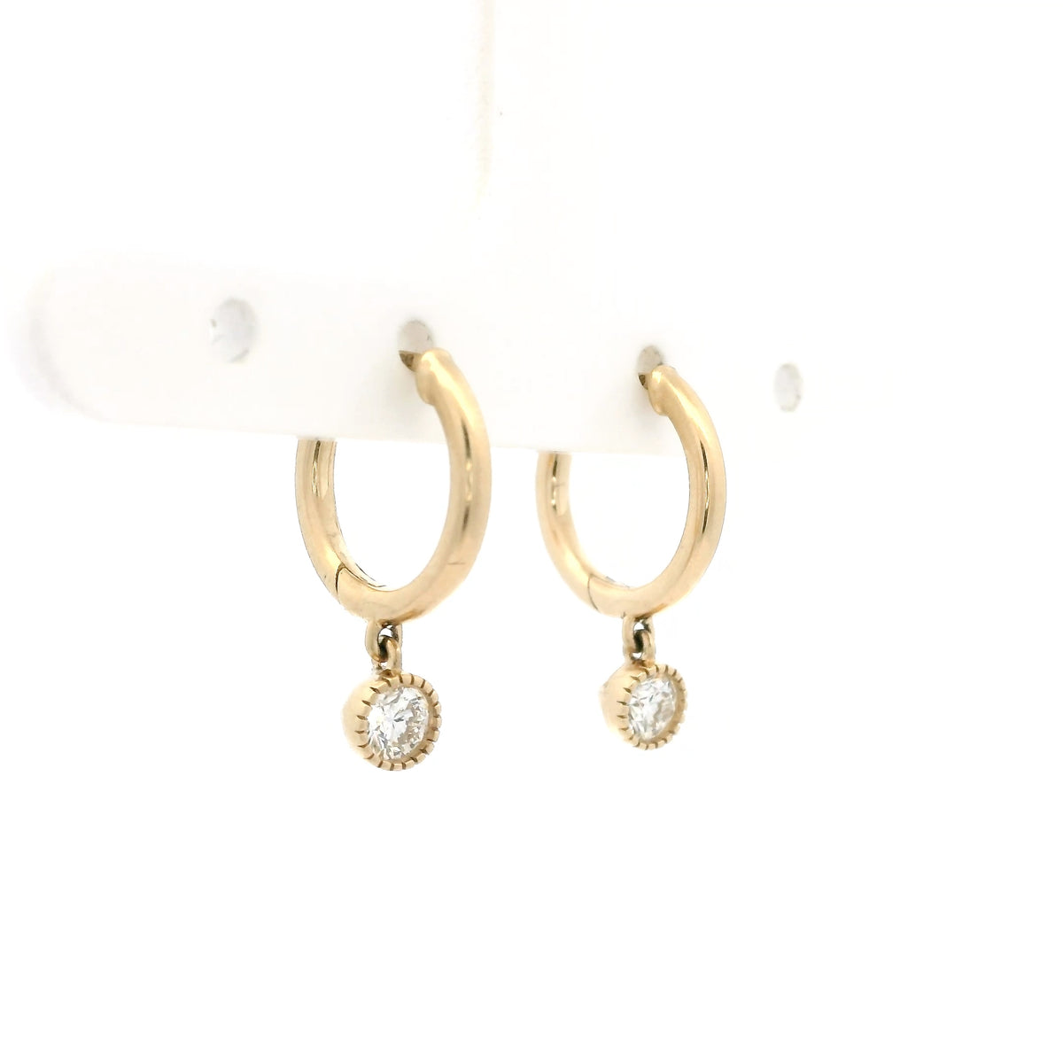0.30ct Round Diamond Drop Hoop Earrings