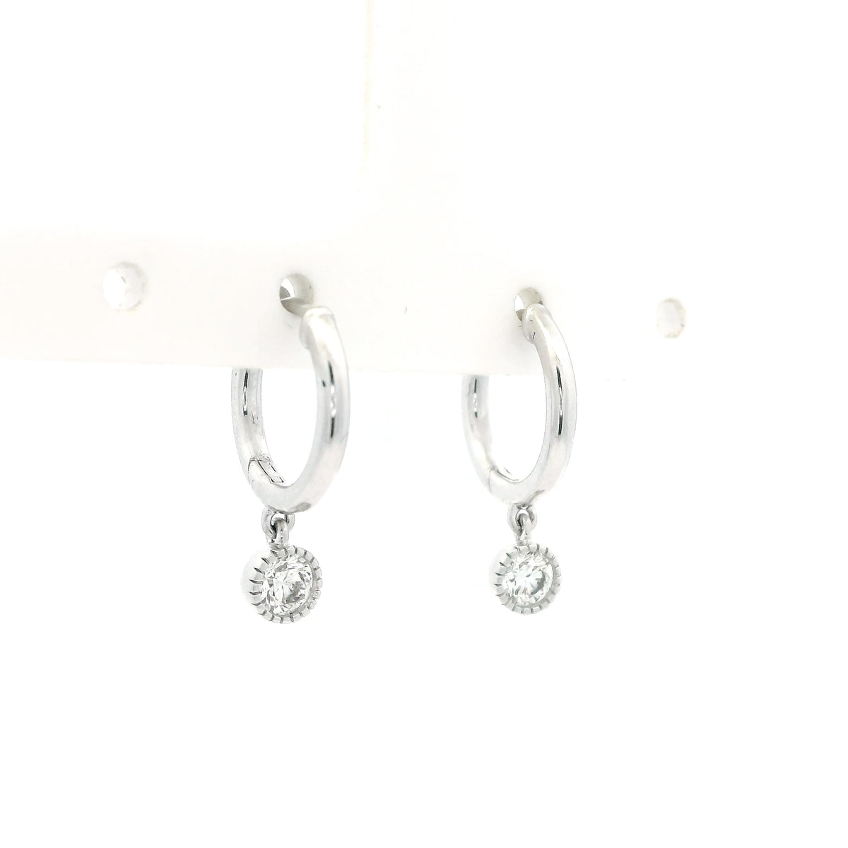 0.30ct Round Diamond Drop Hoop Earrings