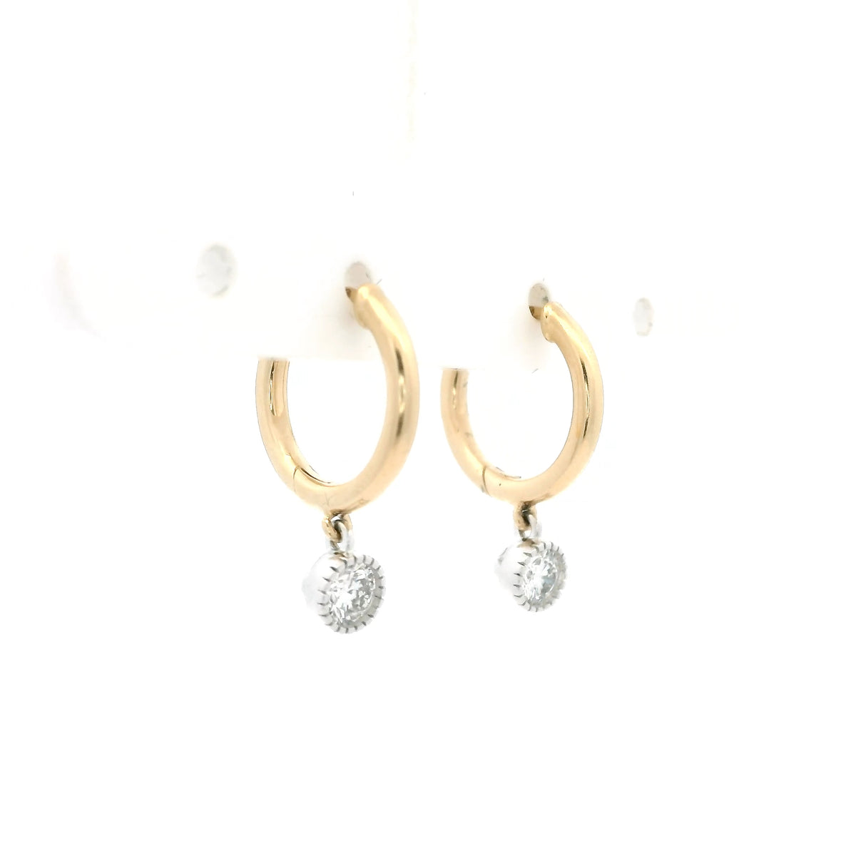 0.30ct Round Diamond Drop Hoop Earrings