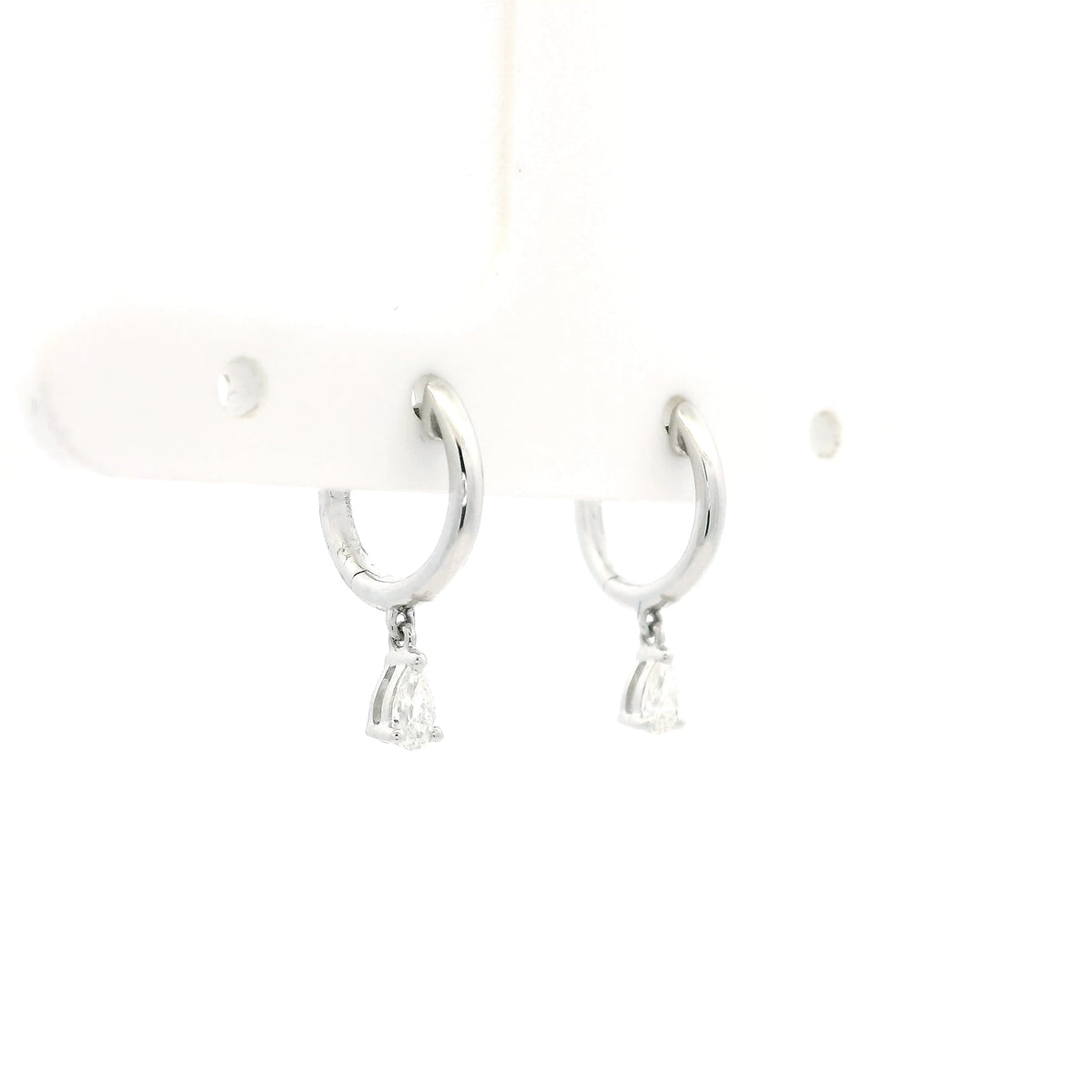 0.17ct Pear Cut Diamond Drop Hoop Earrings