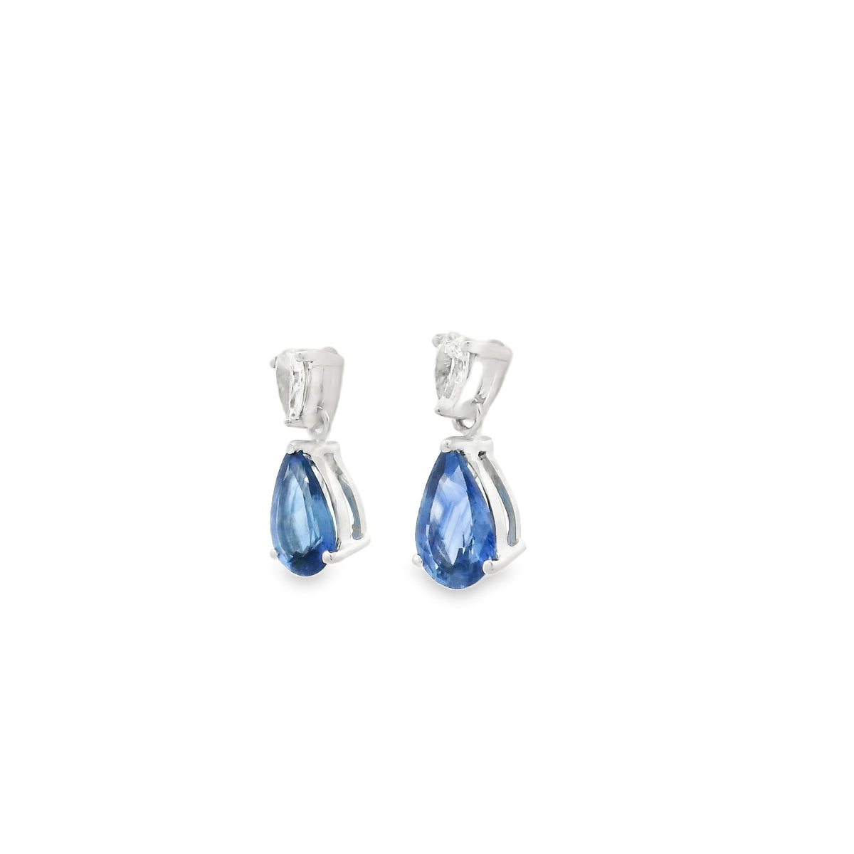 2.57ct Pear On Pear Sapphire And Diamond Drop Earrings