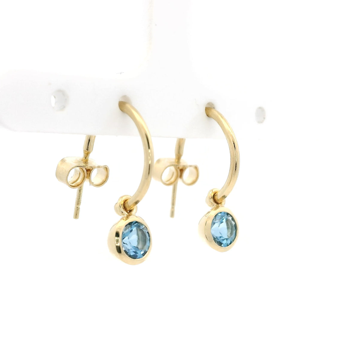 0.92ct Round Aquamarine Drop On Hoop Earrings