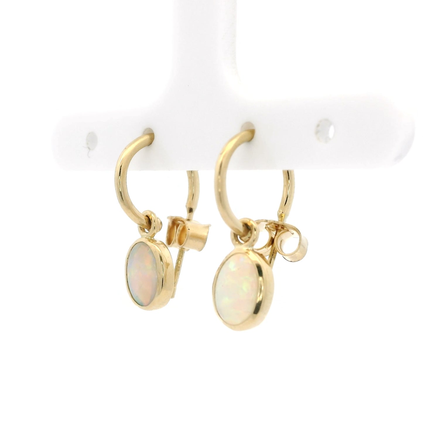 1.30ct Oval Opal Drop Hoop Earrings