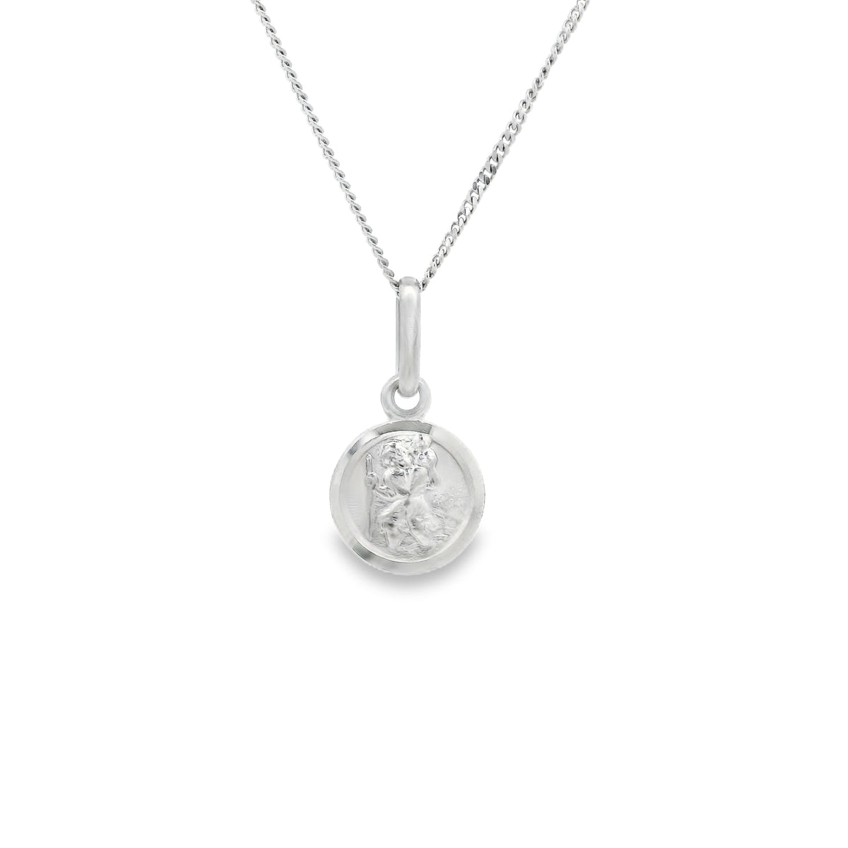 18ct Gold Bordered Round 9mm Saint Christopher Pendant