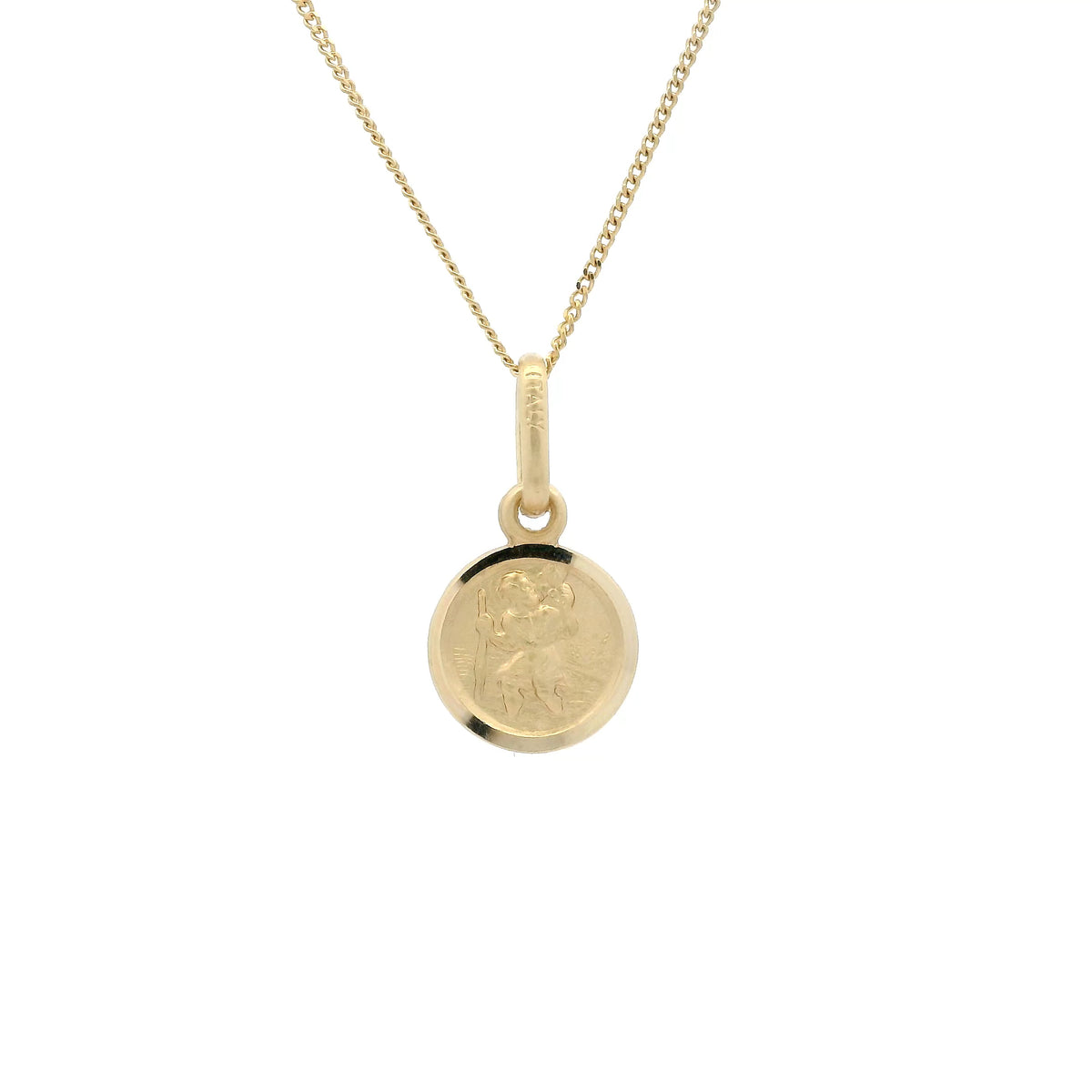 18ct Gold Bordered Round 9mm Saint Christopher Pendant