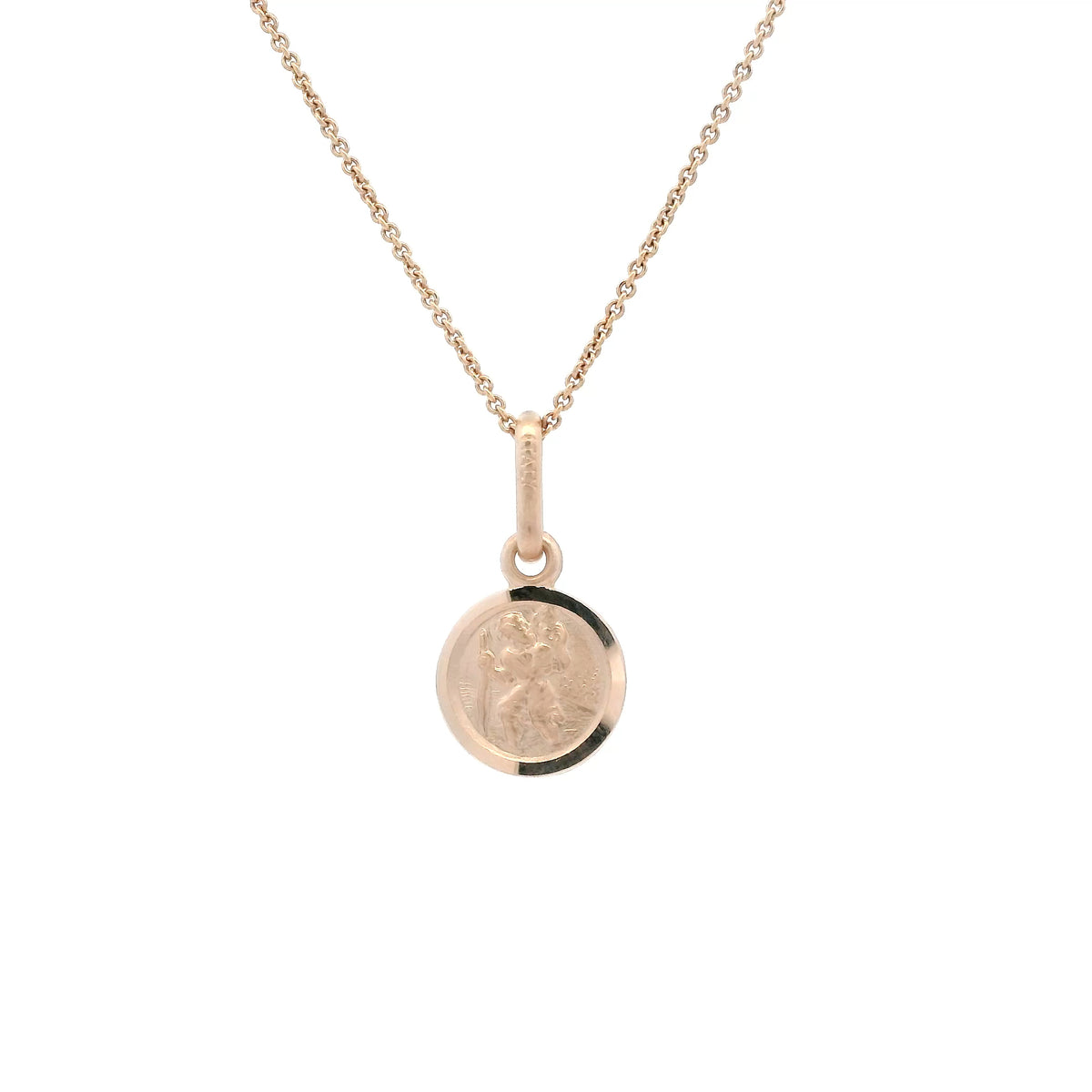 18ct Gold Bordered Round 9mm Saint Christopher Pendant