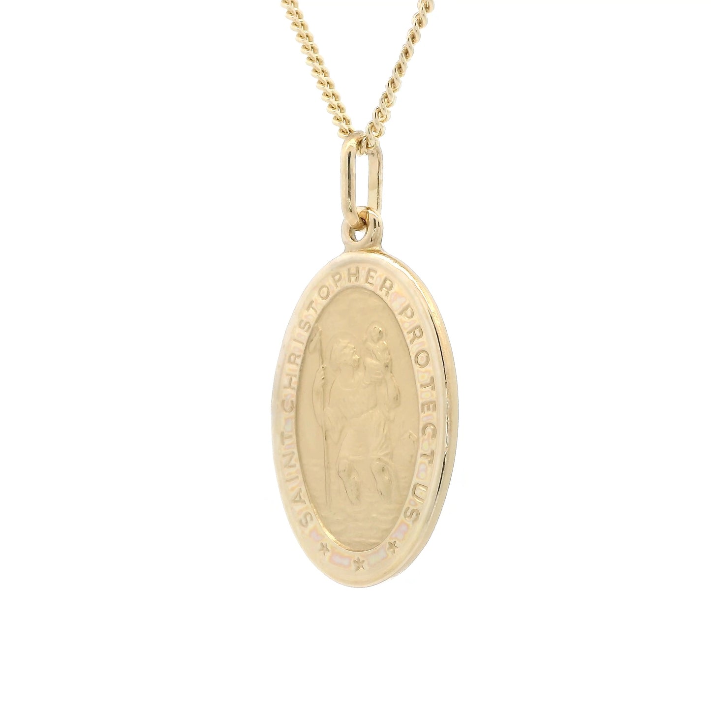 Yellow Gold Oval Saint Christopher Pendant