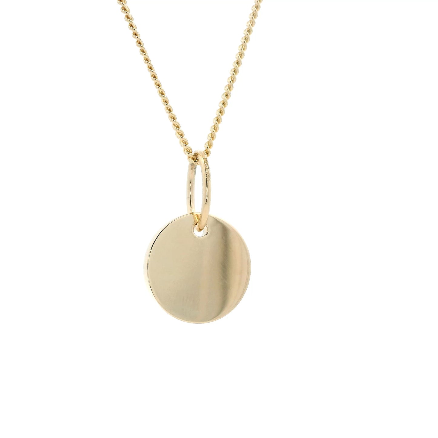 Yellow Gold 14mm Round Tag Pendant