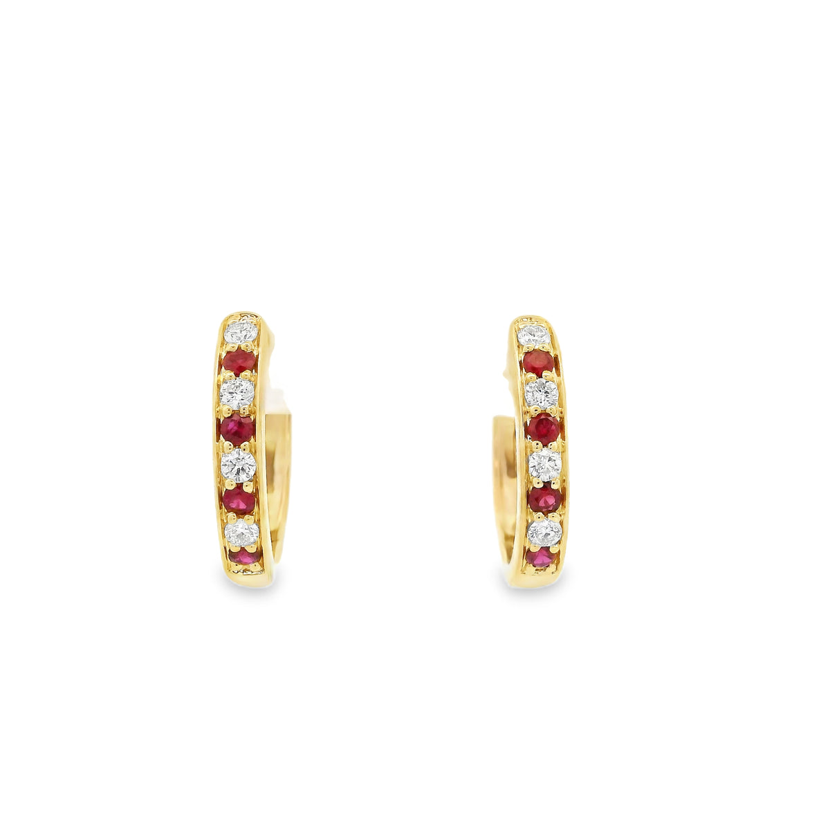 0.18ct Round Ruby And Diamond Hoop Earrings