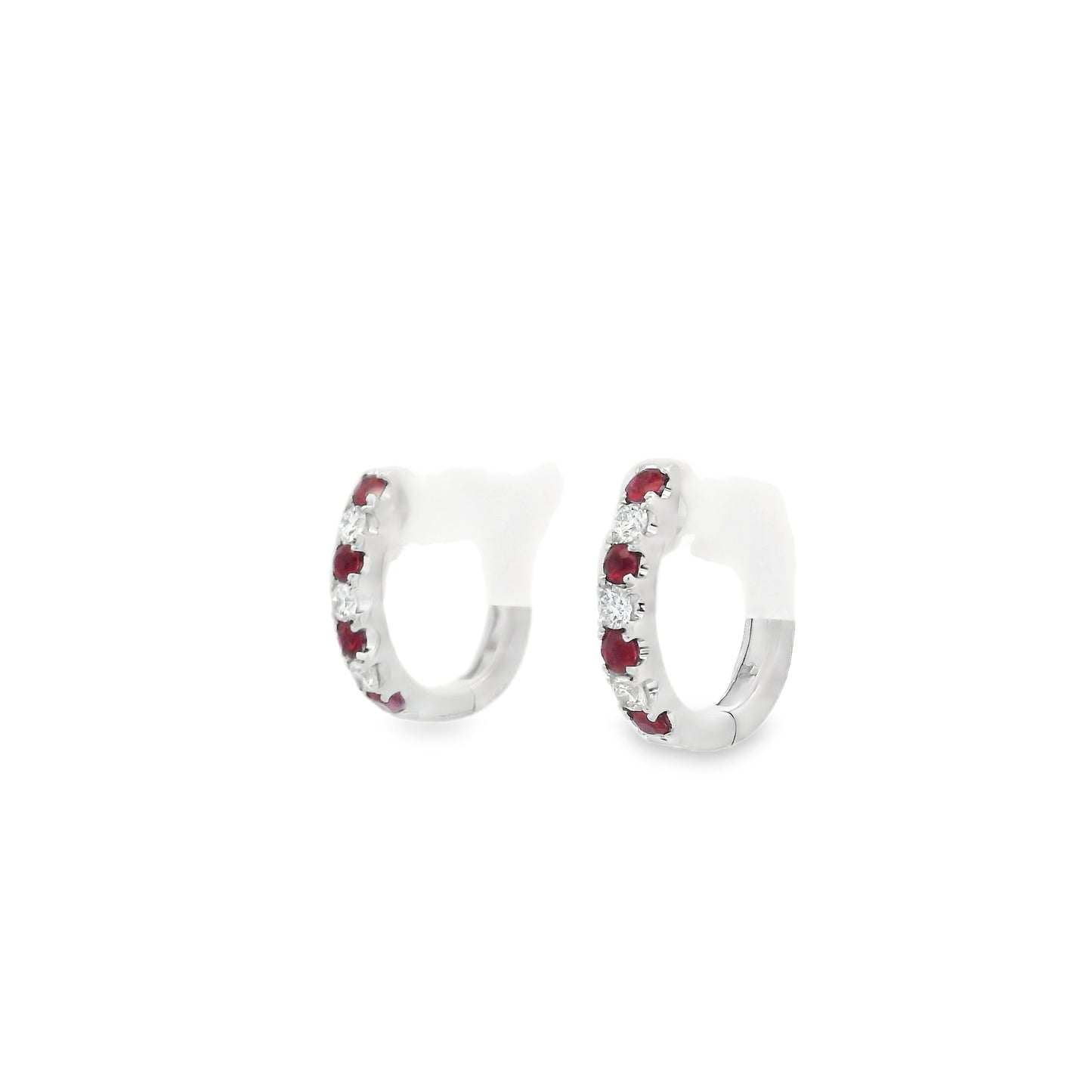 0.21ct Round Ruby And Diamond Hoop Earrings