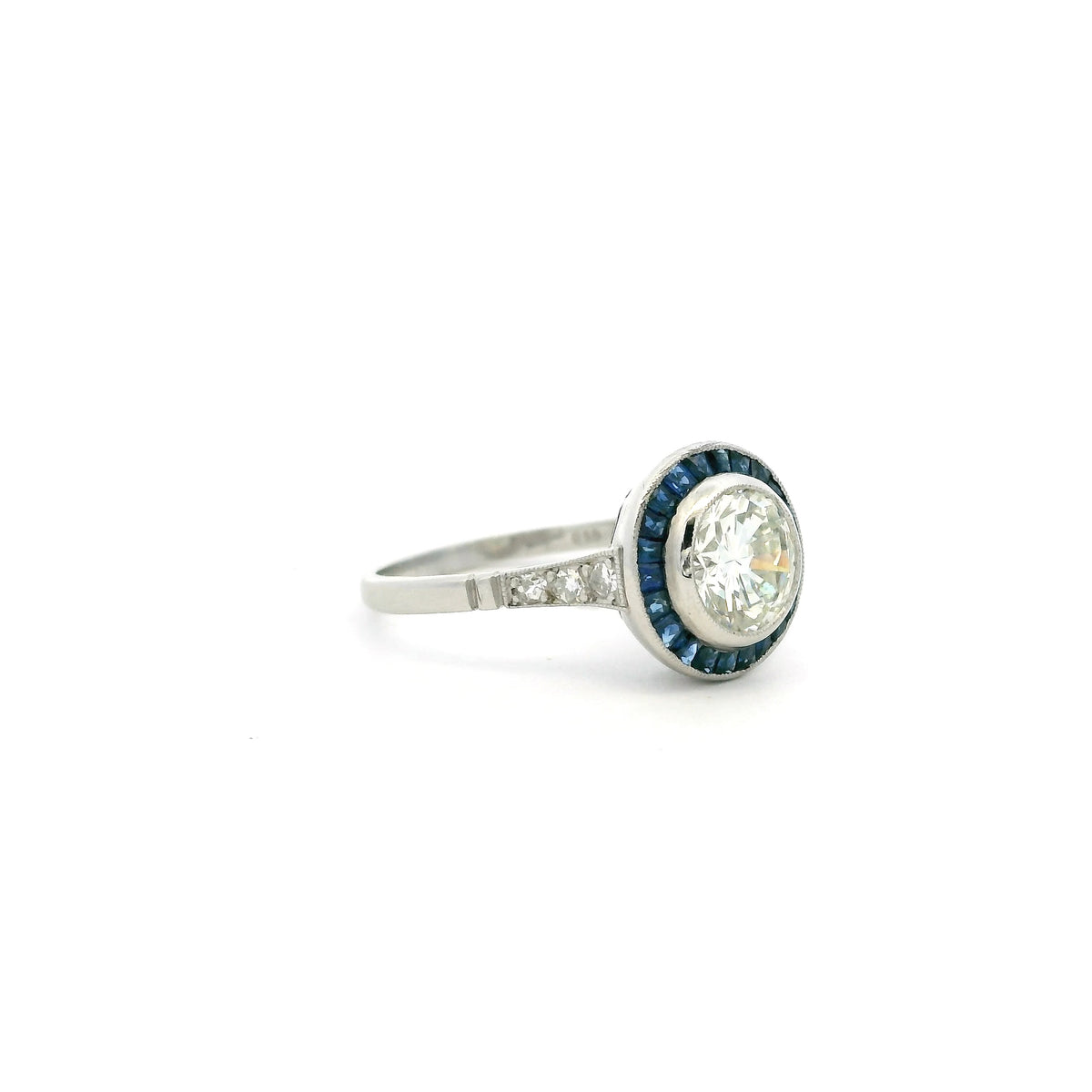 1.26ct Round Diamond And Sapphire Target Ring