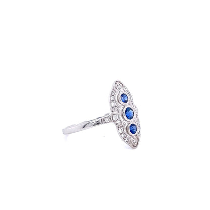 0.31ct Round Sapphire And Diamond Edwardian Style Cluster Ring