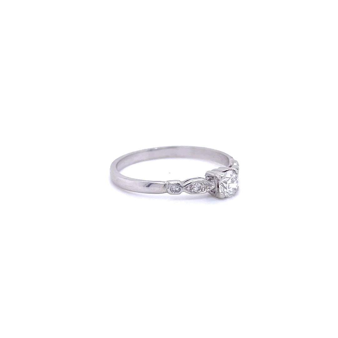0.25ct Old Cut Diamond Ring With Diamond Set Shoulders