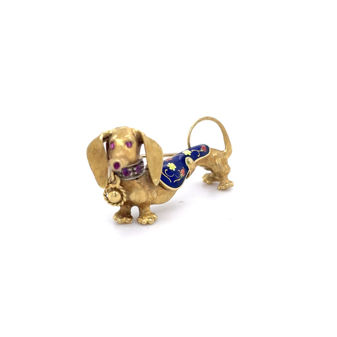 Dachshund Dog Brooch