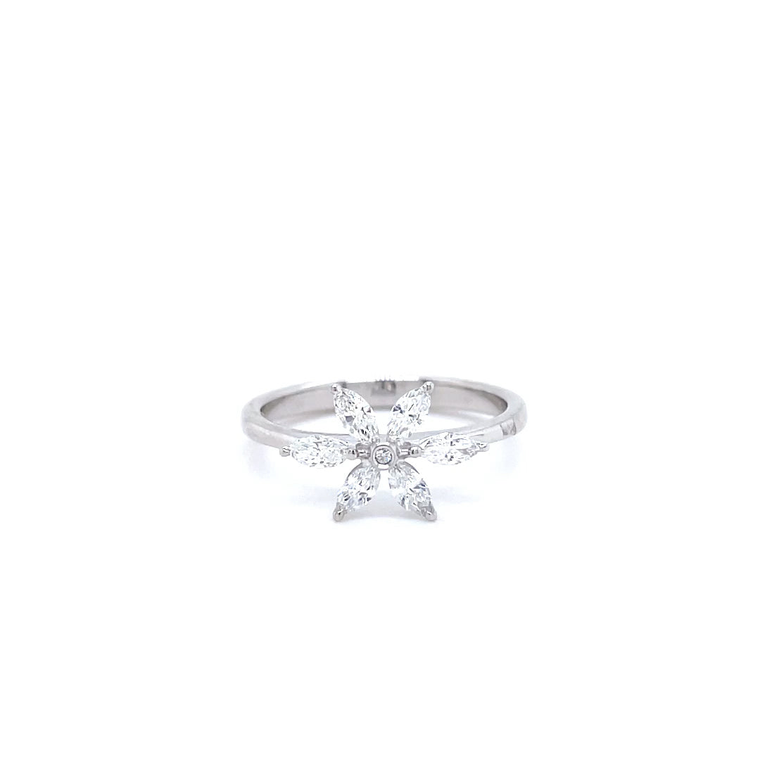 0.37ct Marquise Diamond Flower Ring