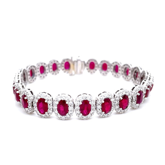 15.62ct Ruby and Diamond Cluster Bracelet