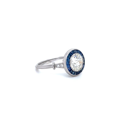 1.40ct Diamond And Sapphire Art Deco Style Target Ring