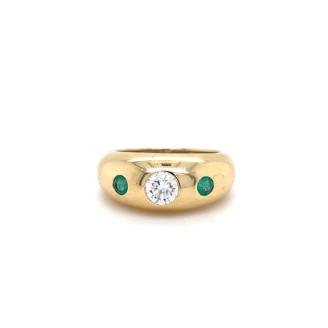 Vintage Cartier Round Emerald And Diamond Domed Ring