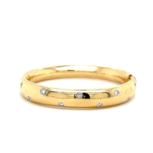 Tiffany & Co Yellow Gold Diamond Set Bangle