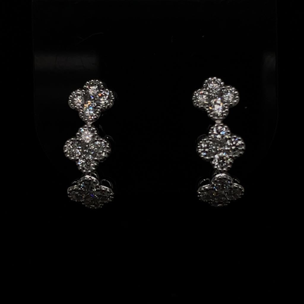 0.89ct Diamond Set Quatrefoil Hoops