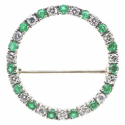 Cartier Emerald And Diamond Circular Brooch
