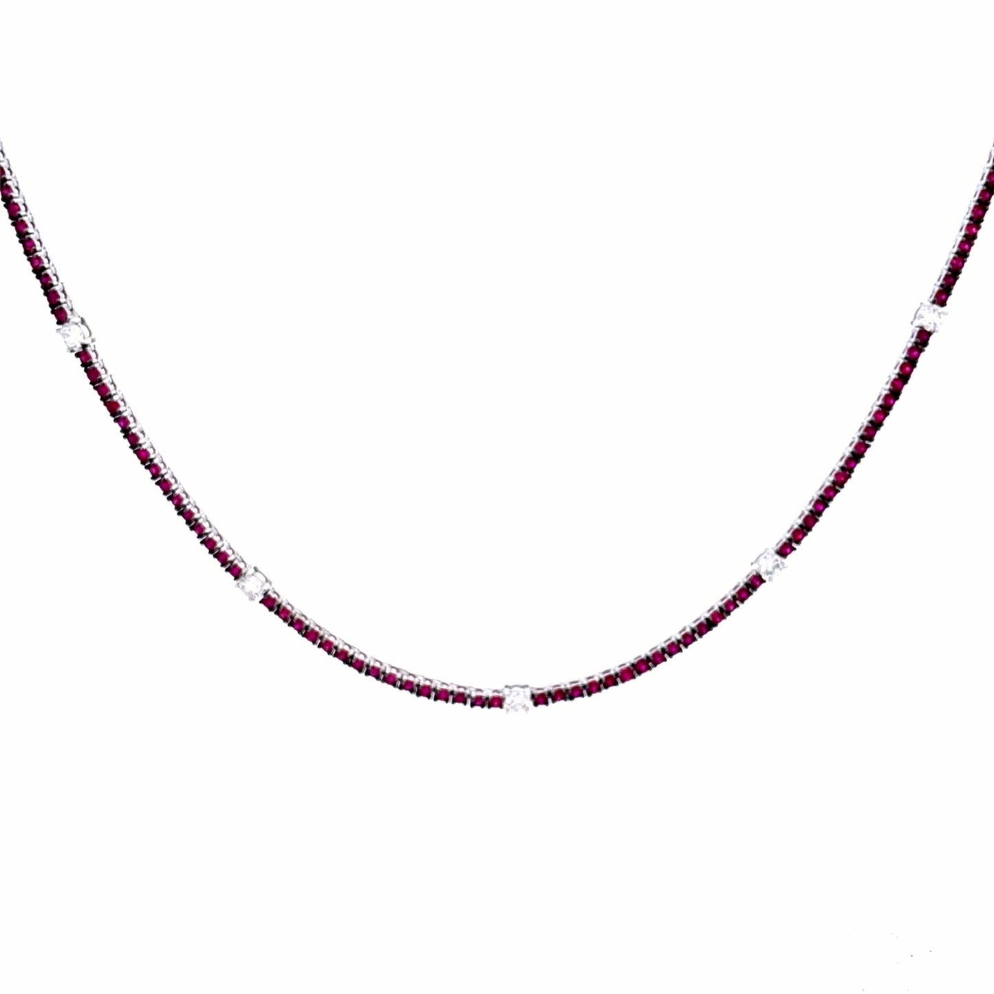 Ruby and Diamond Riviere Necklace