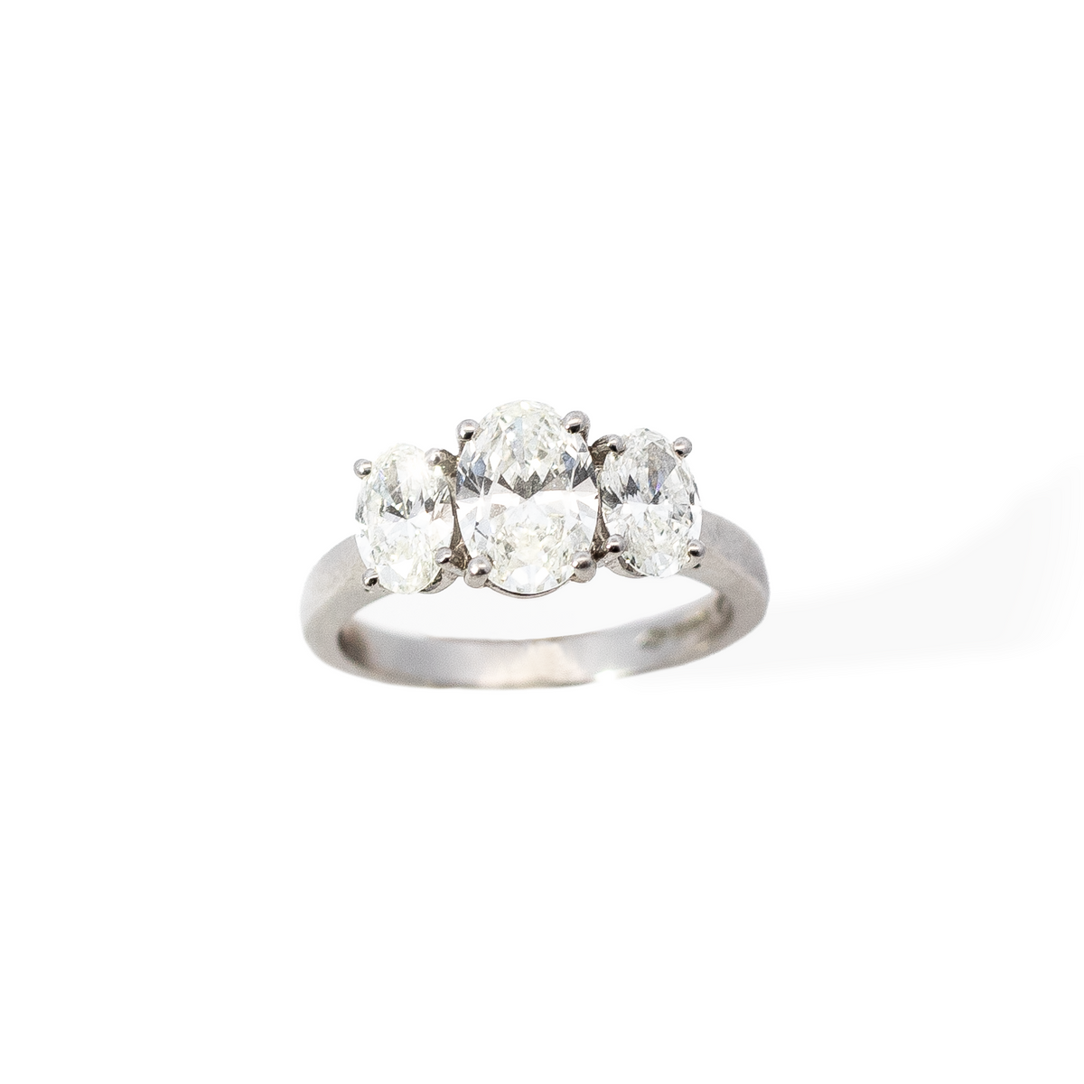 Certified 1.07ct Oval Cut Diamond Three Stone Ring