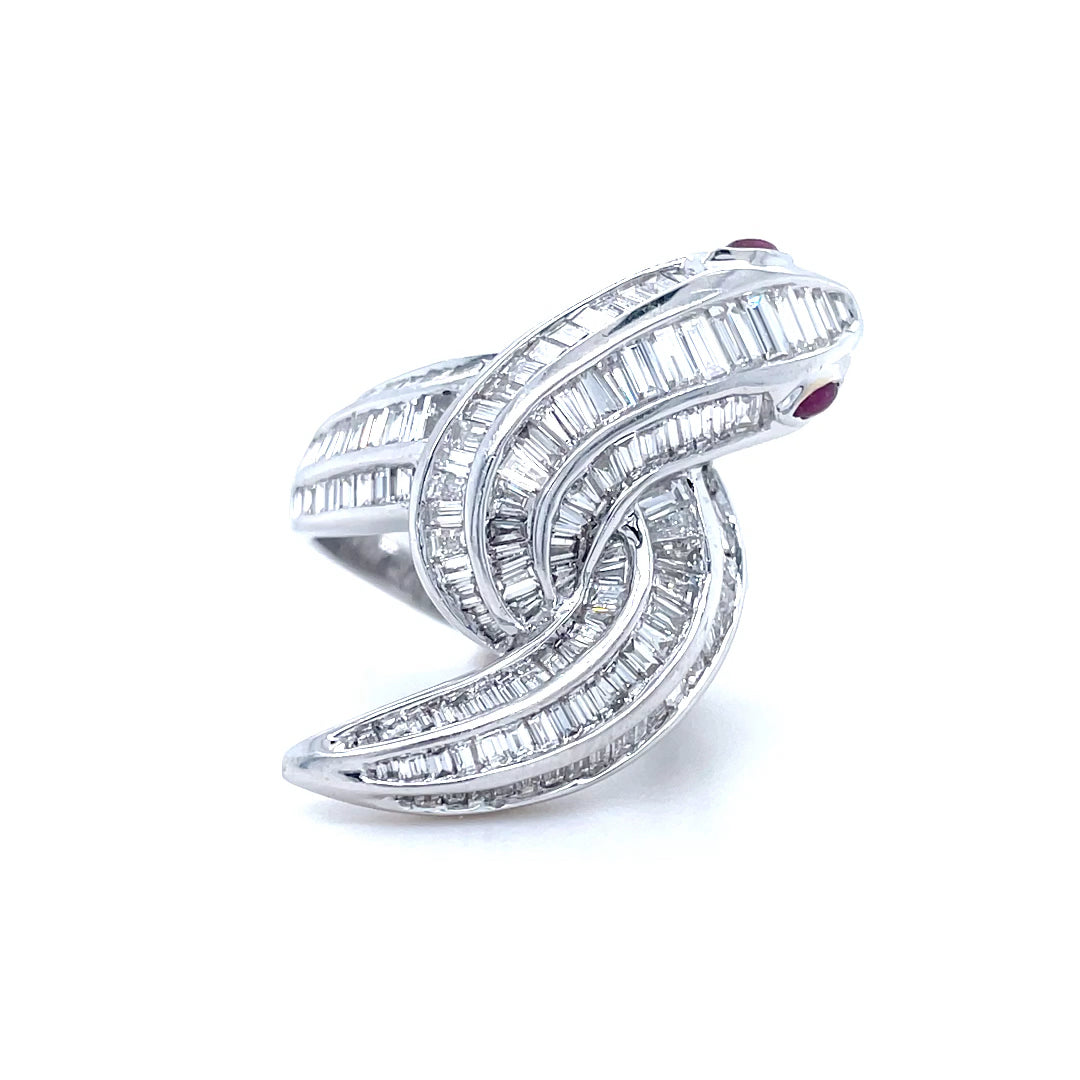 Diamond Set Entwined Body Snake Ring