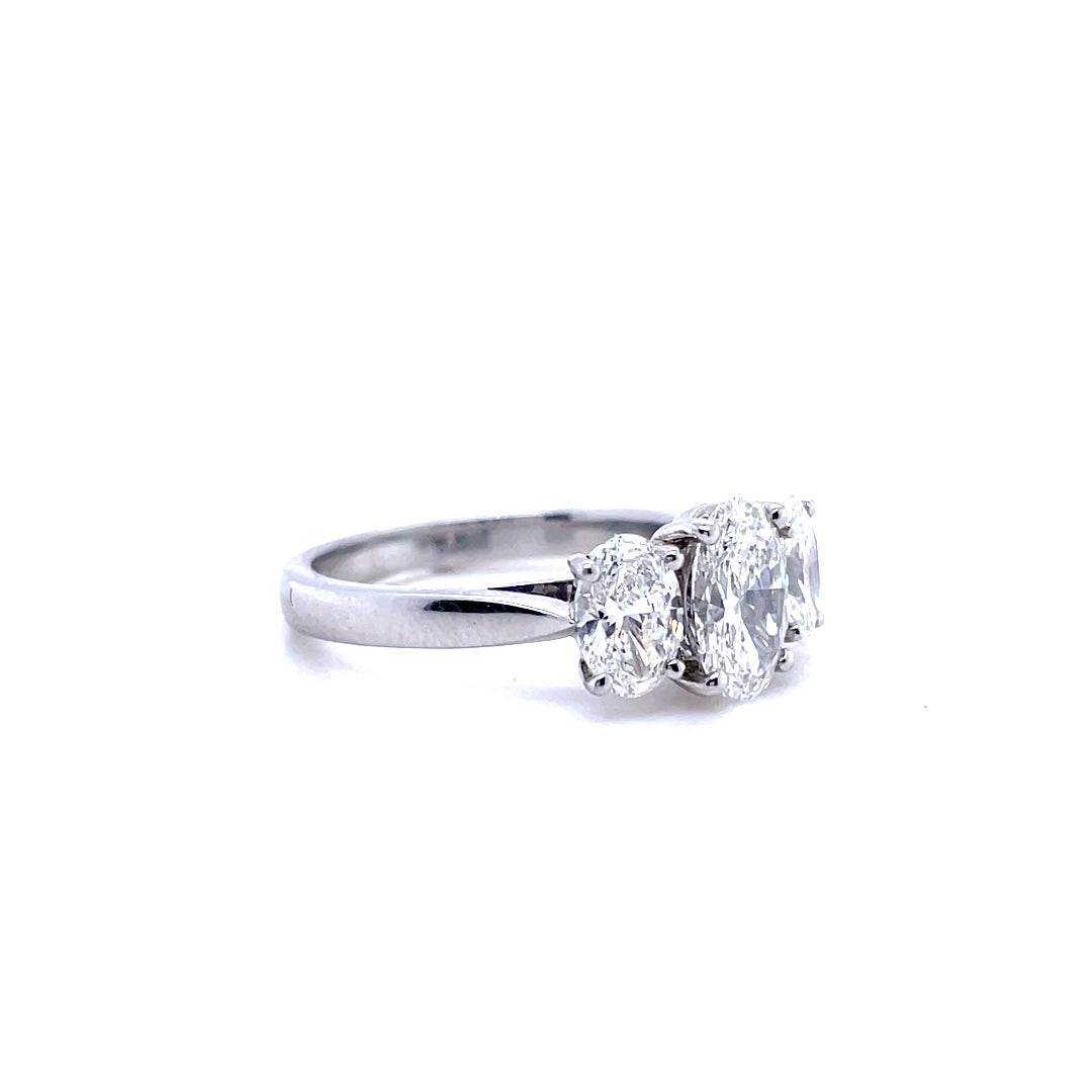 Certified 1.07ct Oval Cut Diamond Three Stone Ring