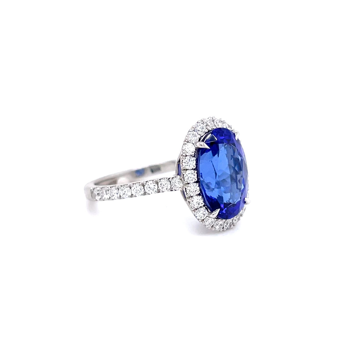 4.50ct Oval Tanzanite and Diamond Cluster Ring