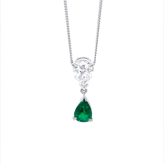 Pear On Pear Emerald And Diamond Pendant
