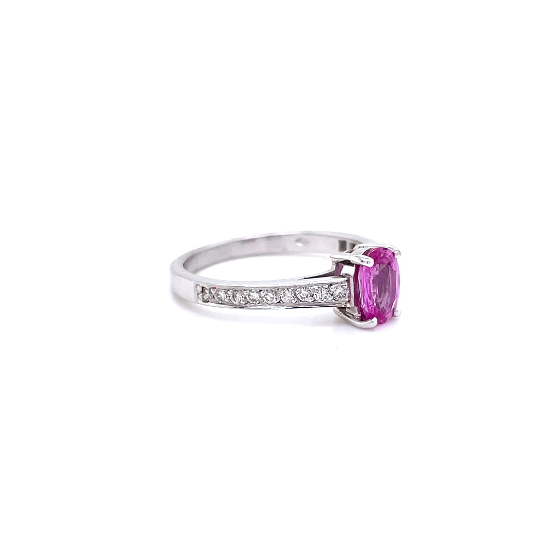 0.89ct Oval Cut Pink Sapphire Ring