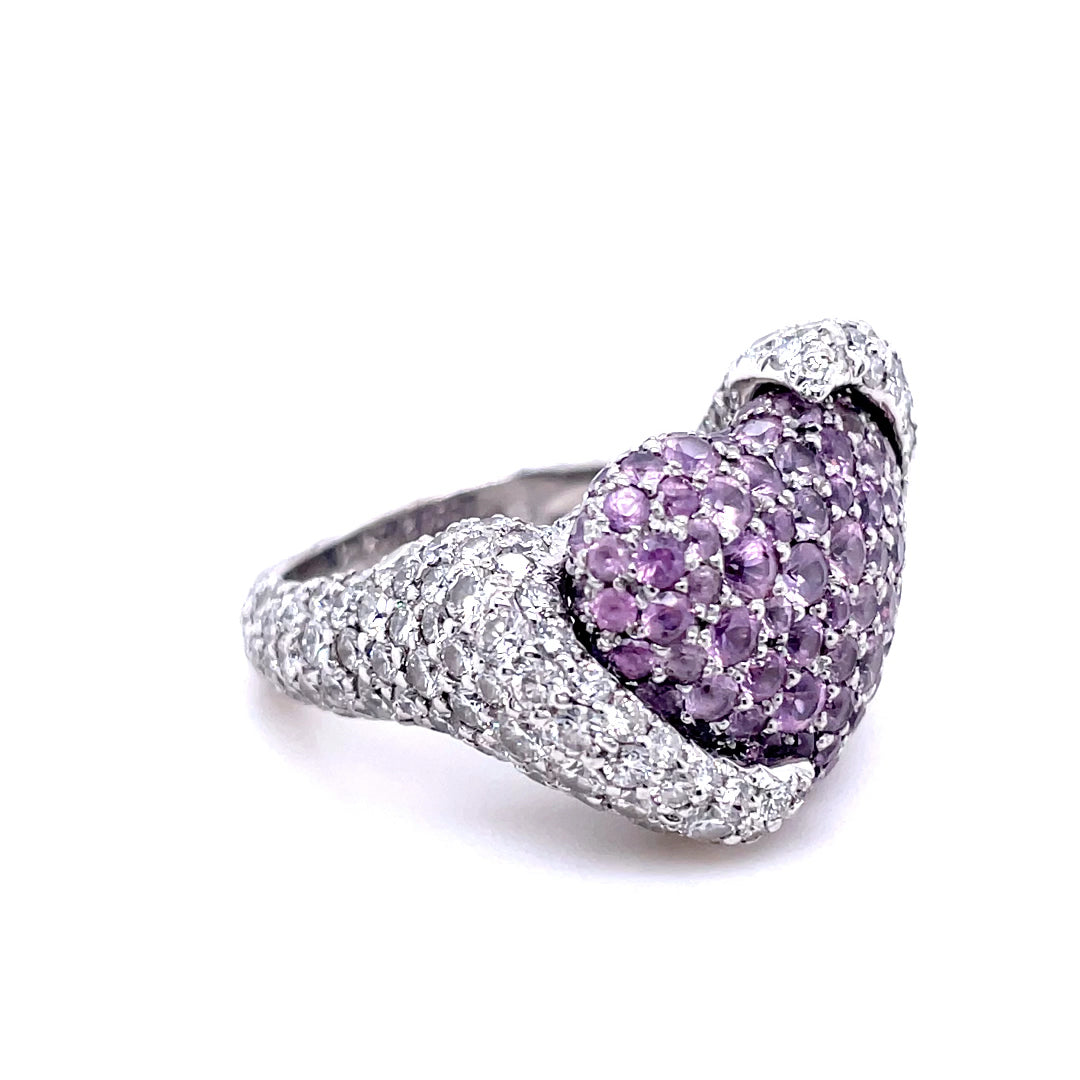 Chopard Pink Sapphire And Diamond Heart Shaped Dress Ring