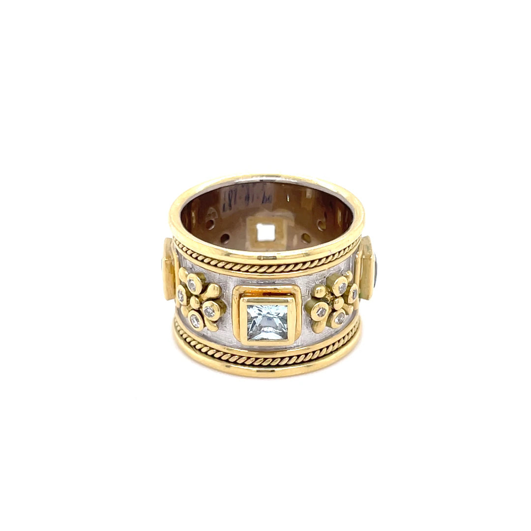 Elizabeth Gage Aquamarine Templar Band Ring